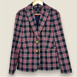 NWOT J.Crew Shrunken Blazer in Black Stewart Tartan Plaid Wool Jacket Sz 8
